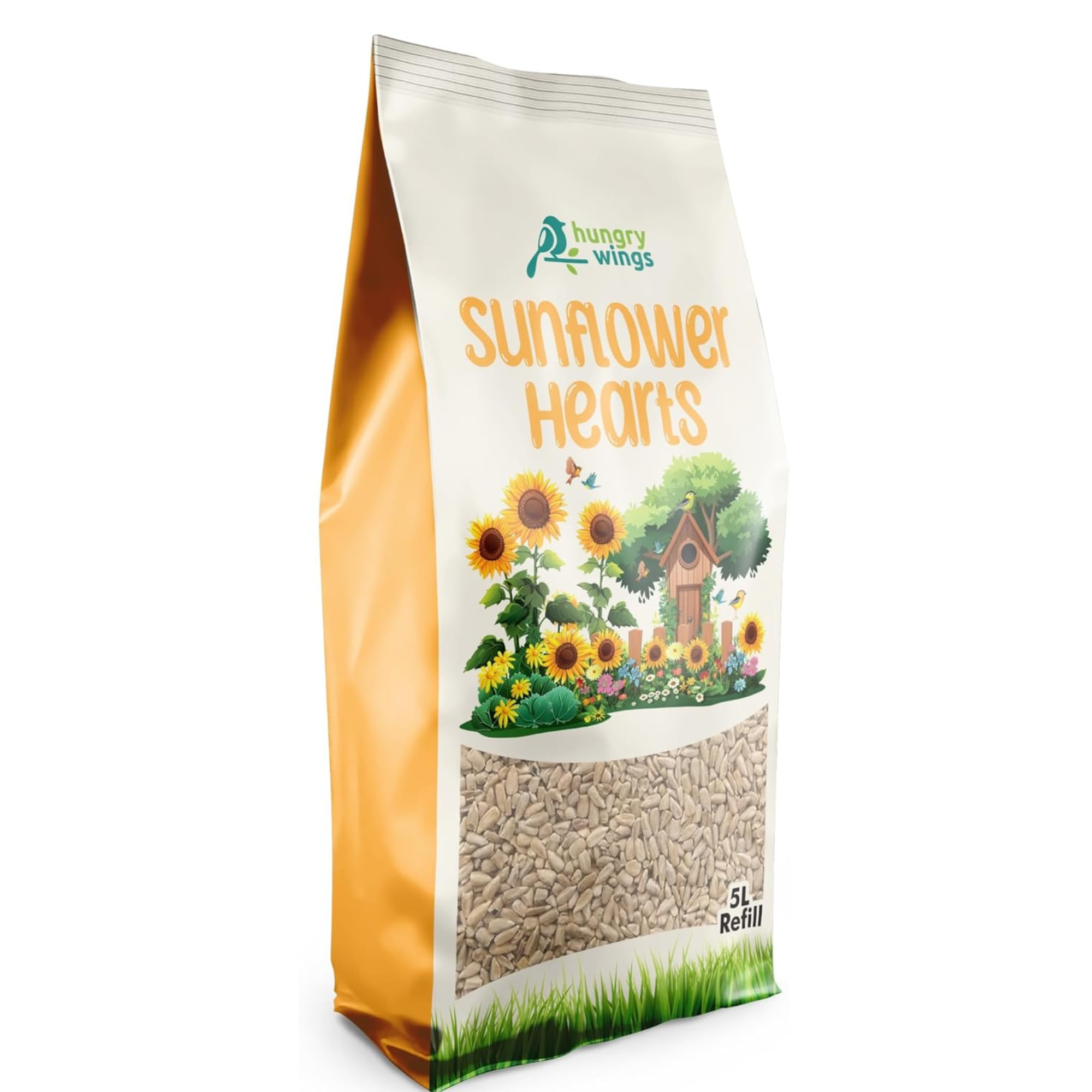 Premium Wild Bird Food 5l Refill, (5l Bag, Sunflower Hearts)