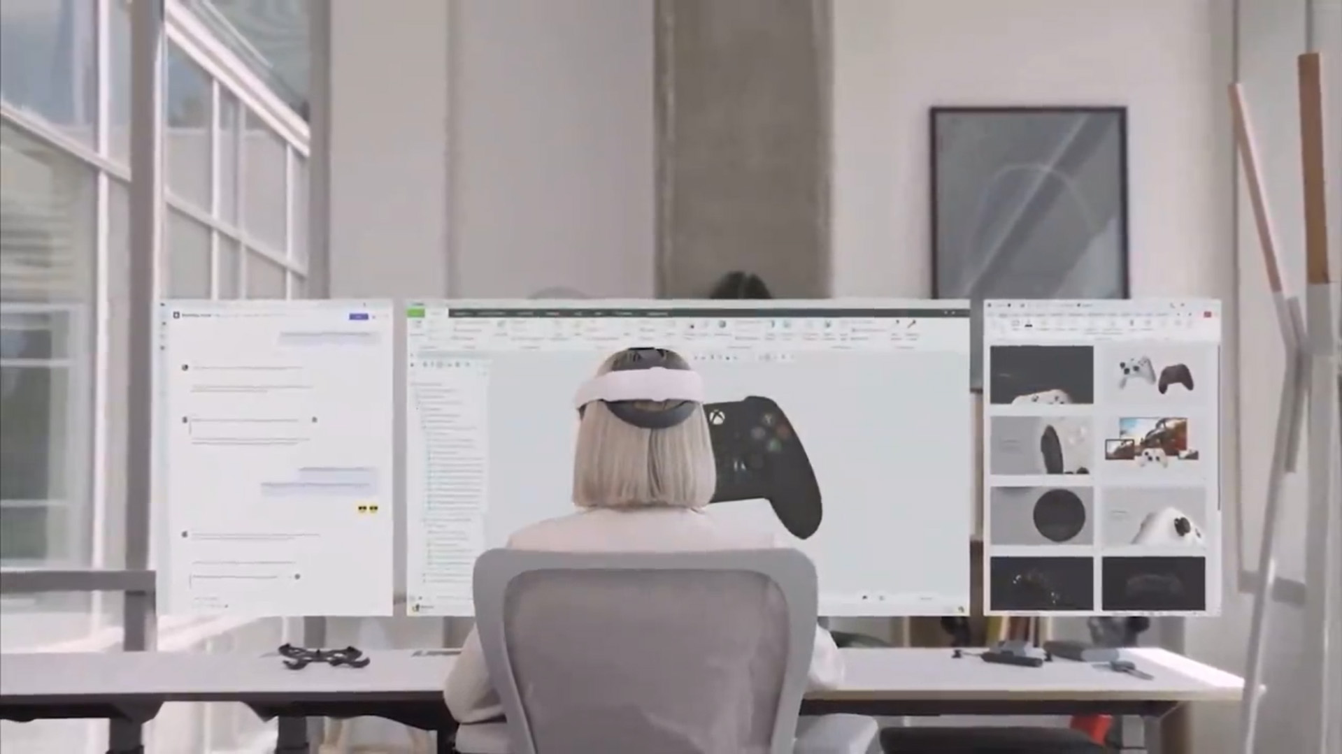 Screenshots taken from a presentation of designing an Xbox controller in Creo with Windows Volumetric Apps
