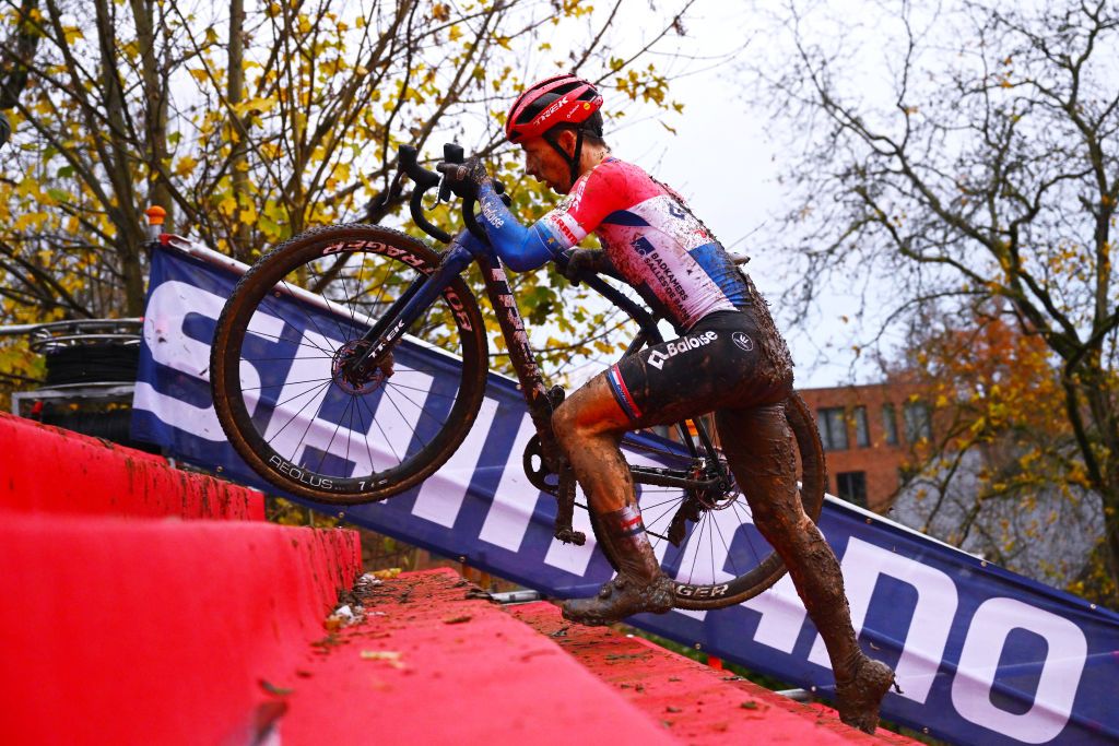OVERIJSE BELGIUM NOVEMBER 20 Lars Van Der Haar of The Netherlands and Team Baloise Trek Lions competes during the 62nd UCI Cyclocross World Cup Druivencross Overijse 2022 Mens Elite CXWorldCup Overijse Cyclocross on November 20 2022 in Overijse Belgium Photo by Luc ClaessenGetty Images