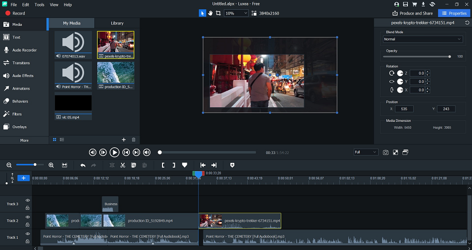Editing process in ACDSee Luxea Video Editor