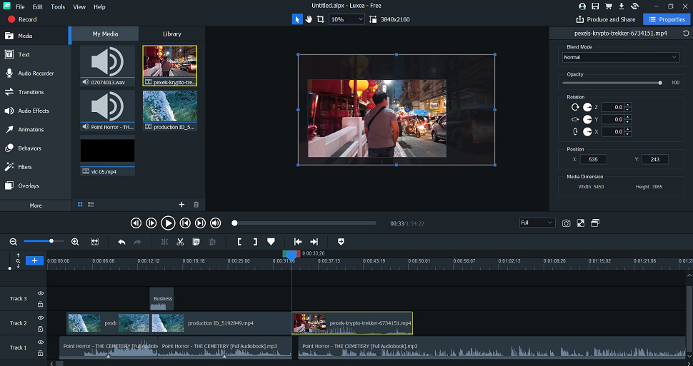 The editing process in ACDSee Luxea Video Editor