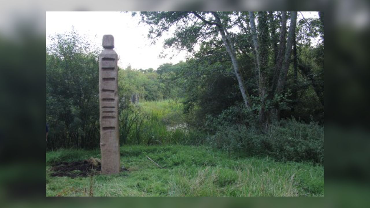 Archaeologists have constructed a replica of the wooden idol as it would have looked before it was deposited in the bog and rotted away.