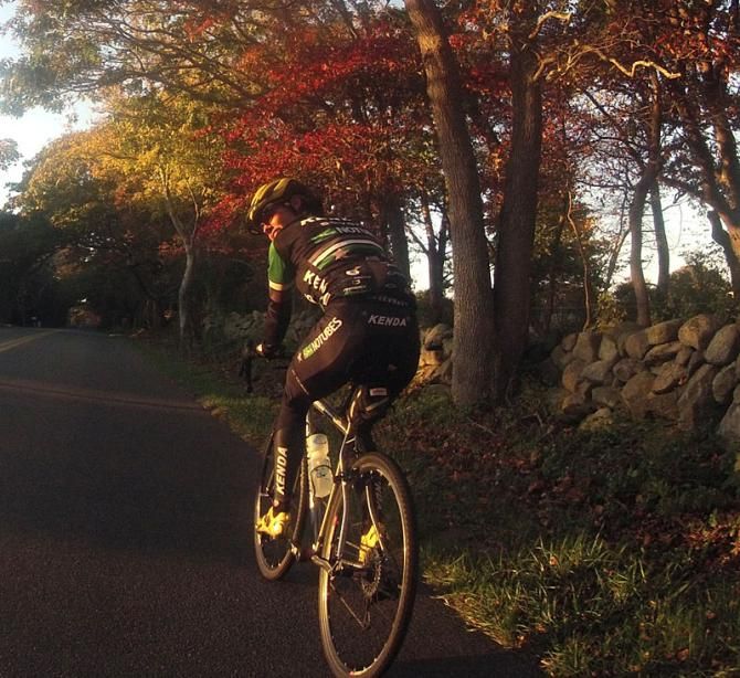 Mary McConneloug out riding under the crimson leaves