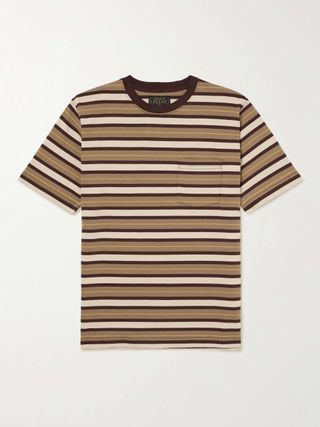 BEAMS PLUS, Brown Multi Stripe T-Shirt