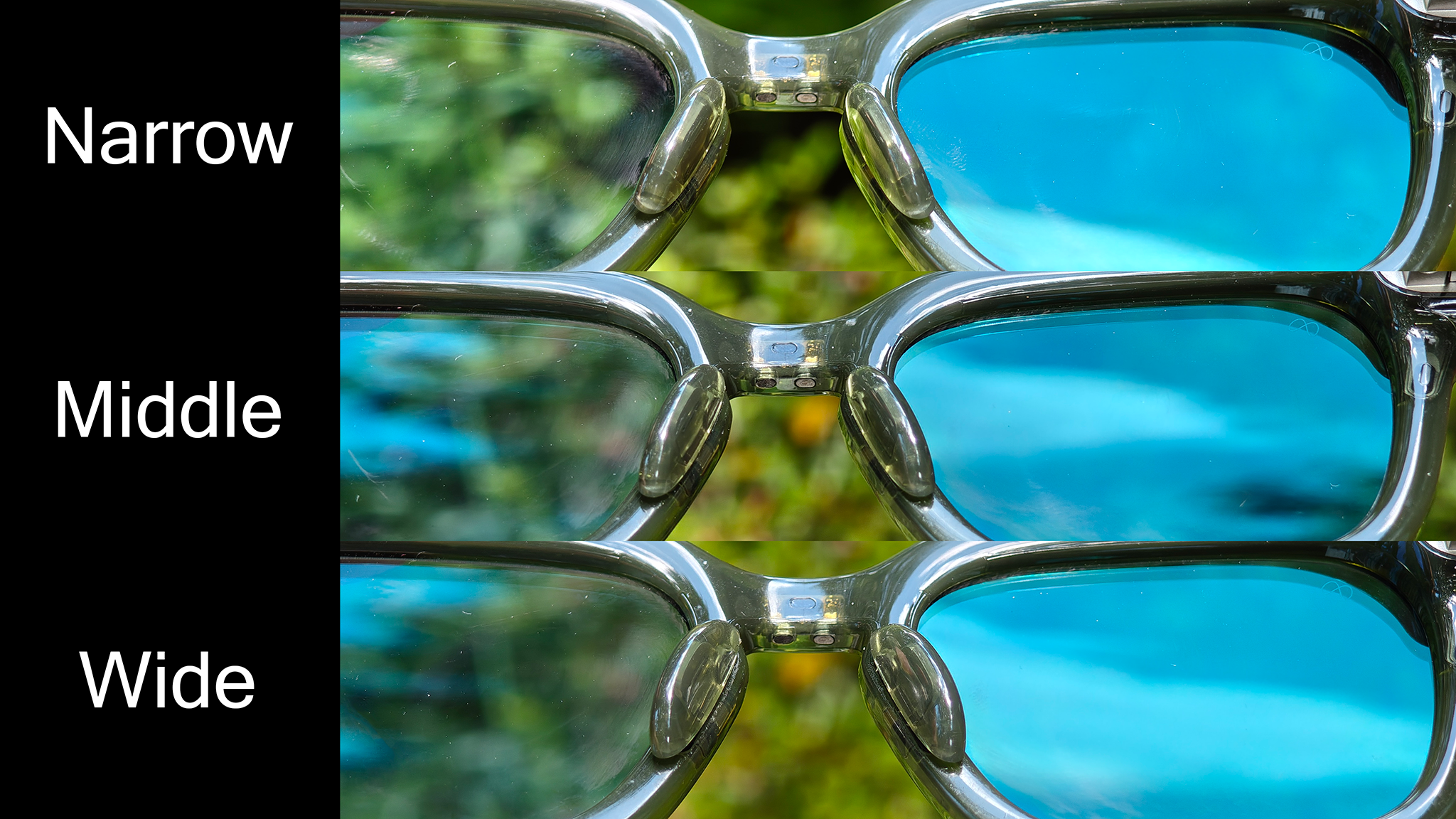 Comparing the three nose pad positions on Meta Fury smart glasses