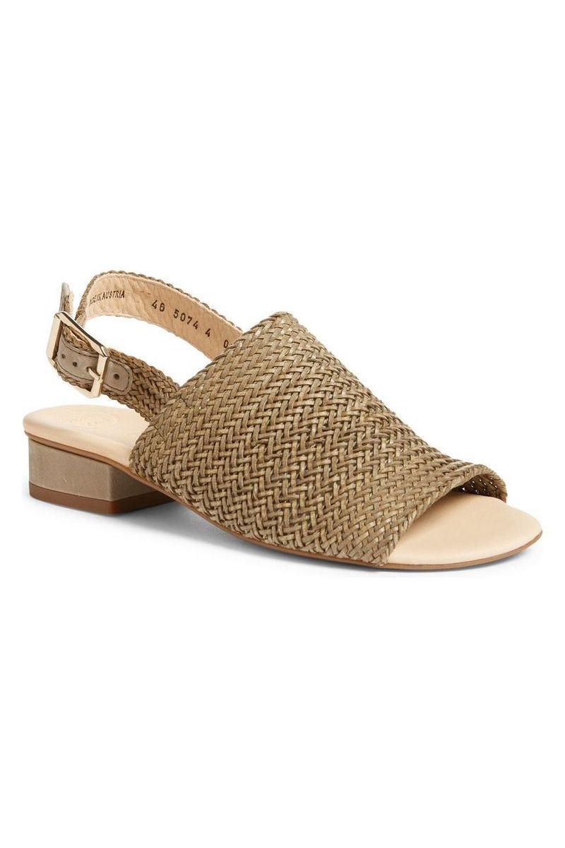 Paul Green Helena Woven Leather Block Heel Sandal