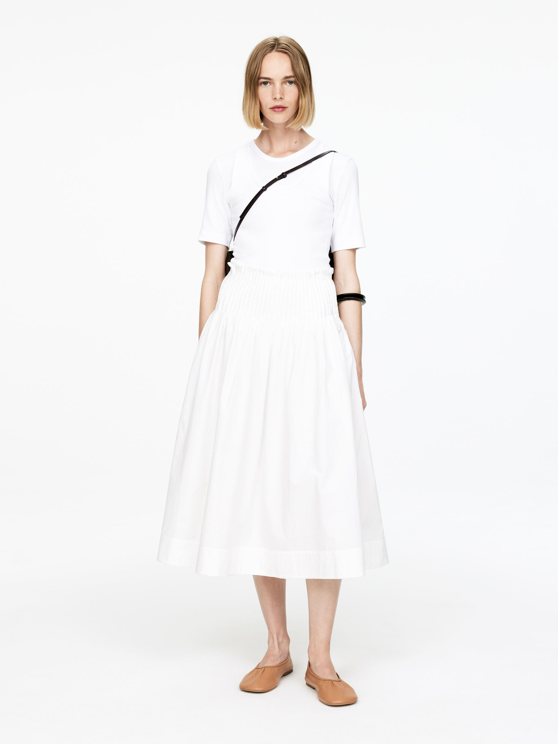 Pintuck Cotton Skirt 
 White 
 Women 
 Arket Gb