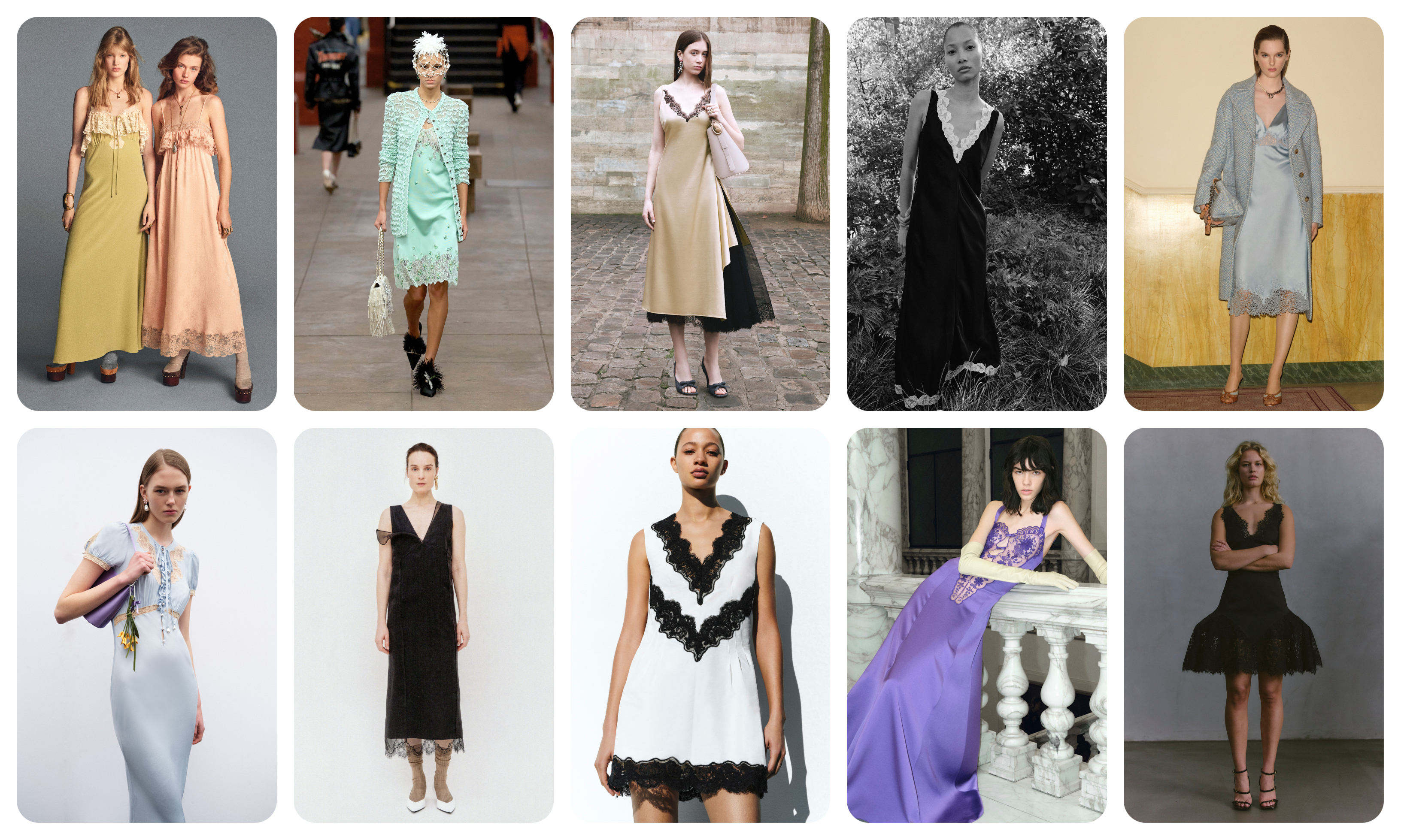 summer dress trends 2026, lace slip dresses at Chlo&amp;eacute;, Chanel, Dior, Maria McManus, Ermanno Scervino, Self-Portrait, Carven, Simkhai, Valentino, and Stella McCartney