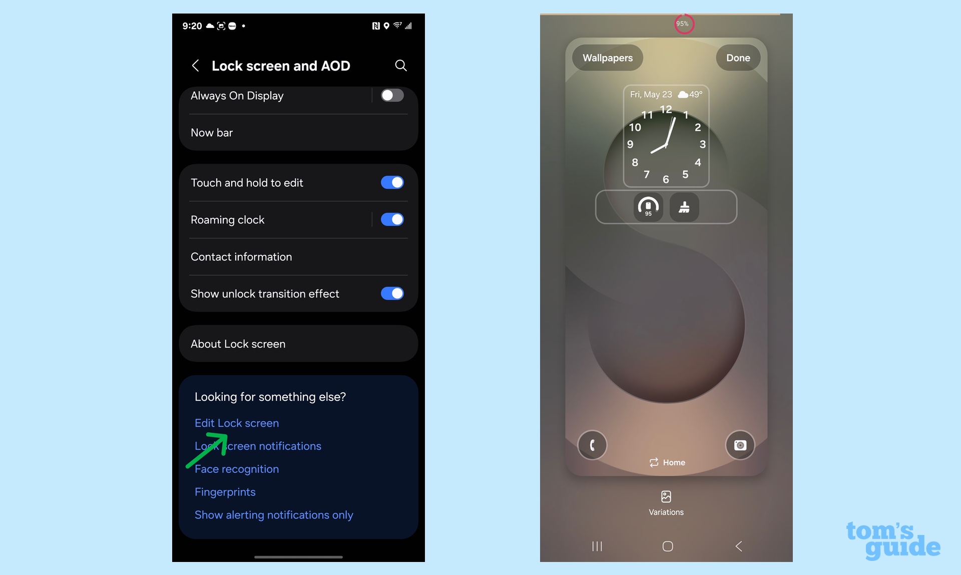 go to galaxy s25 lock screen stettings