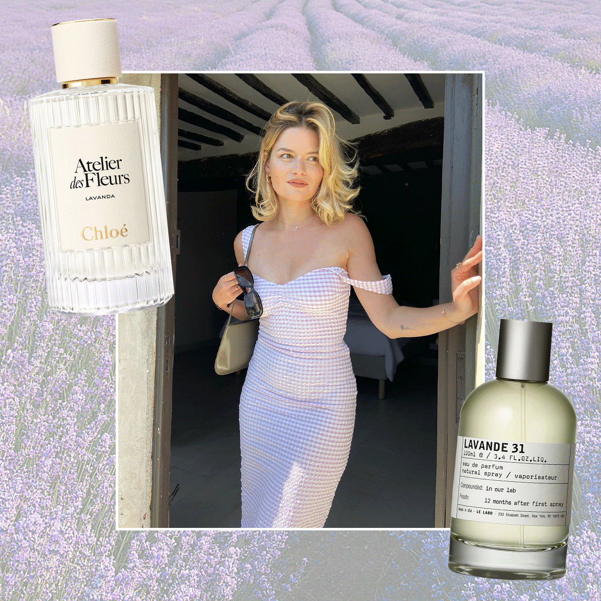 Lavender perfume collage