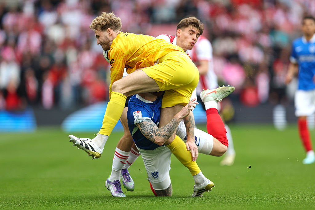 Portsmouth&#039;s Nico Schmid and Connor Ogilvie were both substituted after colliding with a helping hand from Southampton&#039;s Tom Fellows