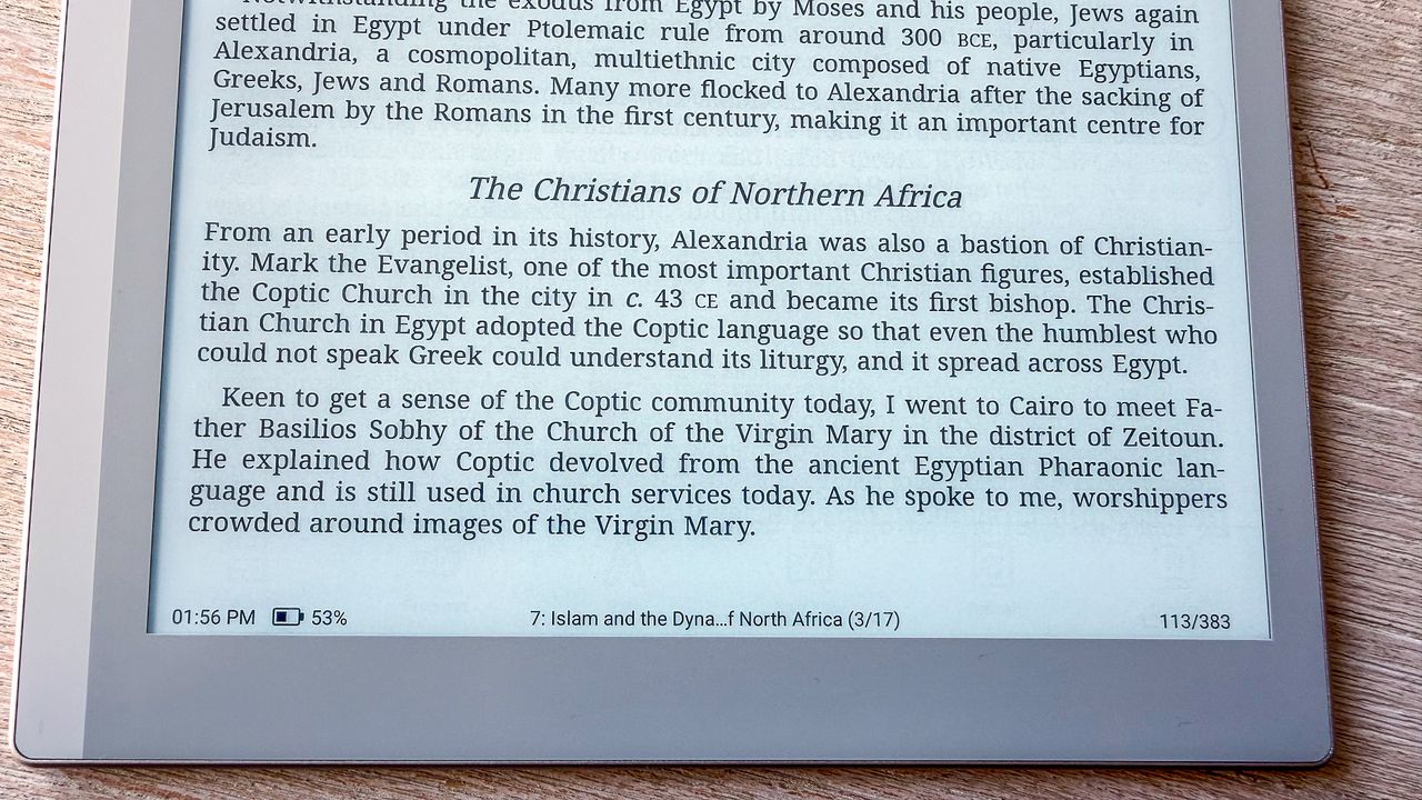 Text of an ebook displayed on the Boox Go 10.3 (Gen II) Lumi