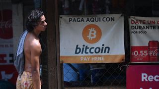 A man is seen in a store where bitcoins are accepted in El Zonte, La Libertad, El Salvador.