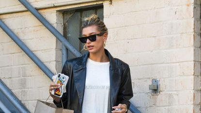 Hailey Baldwin Takes the Gucci Logo Tee for a Test Drive