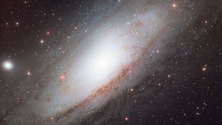  This image of the Andromeda galaxy was taken on Jan. 13, 2001, with the WIYN/KPNO 0.9-meter Mosaic I by T. Rector and B. Wolpa of the National Optical Astronomy Observatory in Tucson, Arizona.