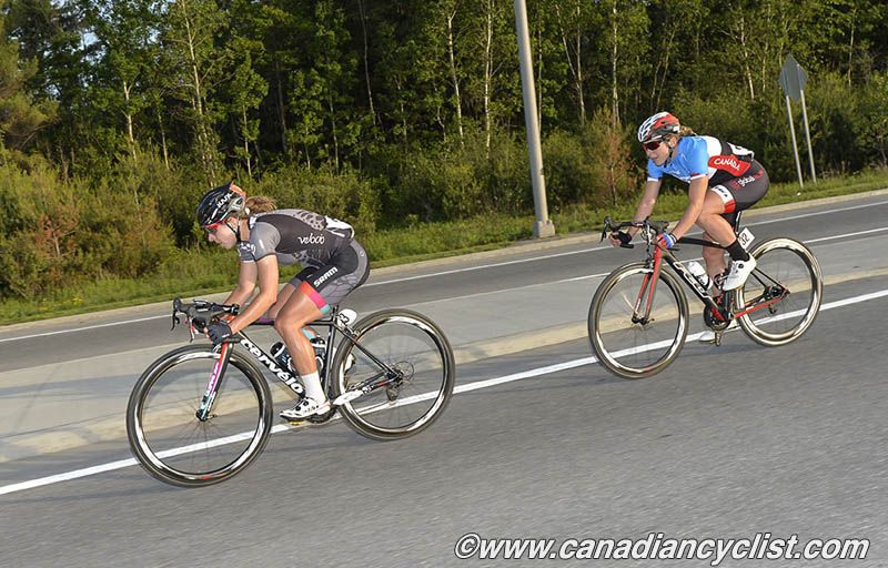 Elise Delzenne (Velocio SRAM) and Alison Jackson (Canadian National Team)