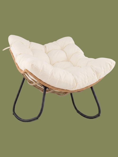 Costway Outdoor Rocking Chair, Oversized Patio Wicker Egg Chair With Rattan