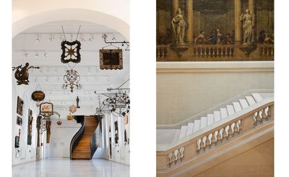 在巴黎卡纳瓦莱博物馆，重新设计的画廊有古老的特色和现代的楼梯