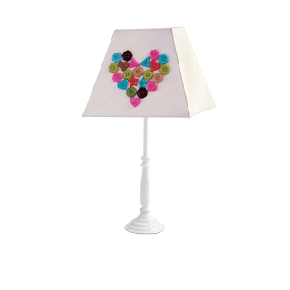white lamp with colourful buttons hearts shape