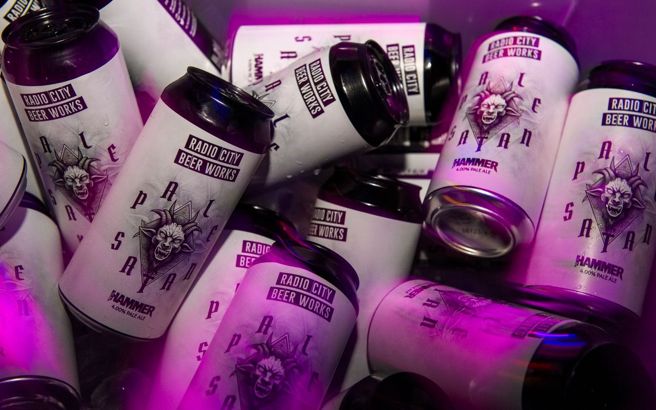 Cans of Metal Hammer Pale Satan beer