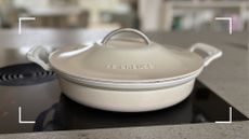 Le Creuset Modern Heritage Casserole Dish on a cooker top