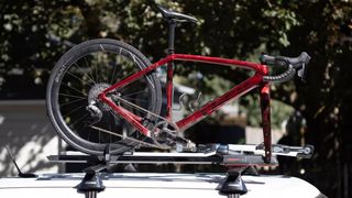 Yakima High Speed bike fitted with a red Trek bike