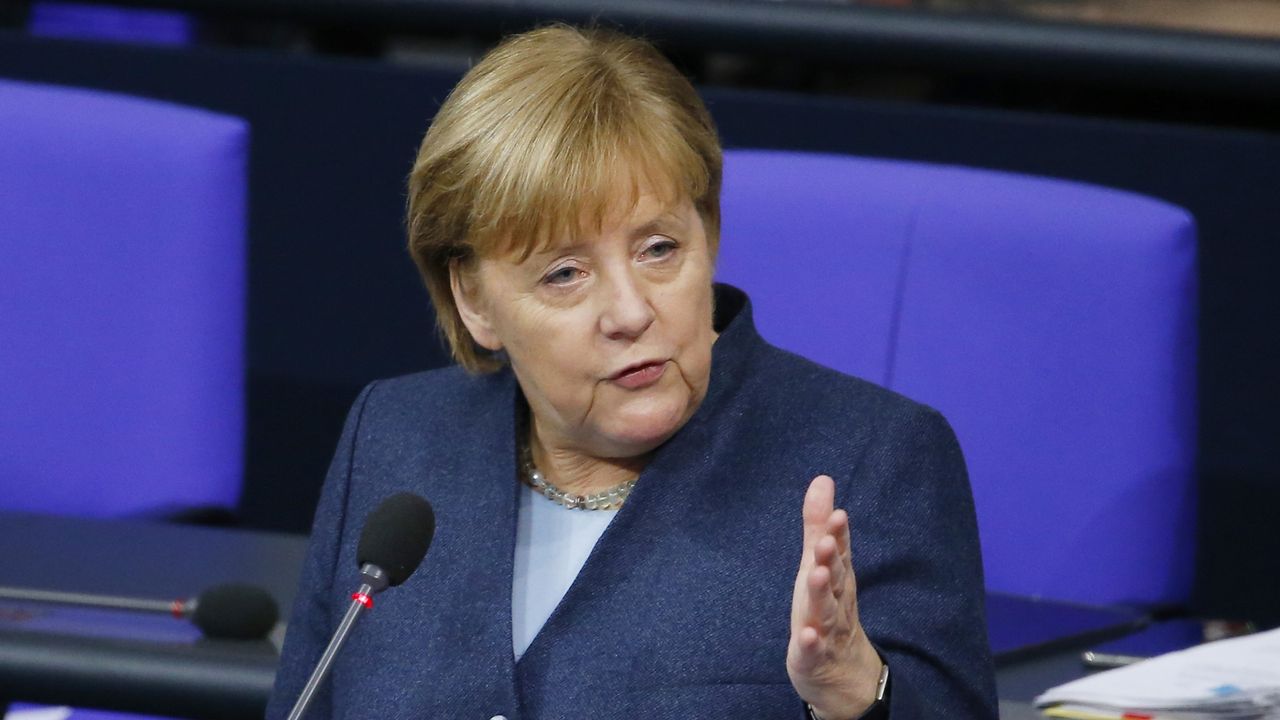 German Chancellor Angela Merkel answers questions in the Bundestag.