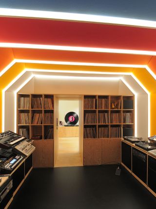 Portrait view of the colourful EDC Studio, designed by Fairfax in Paris