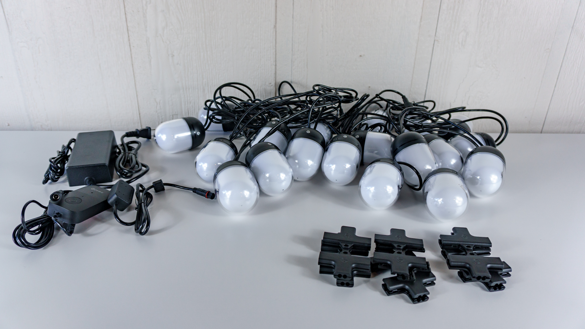 Govee's Outdoor Chromatic String Lights unboxed on a table