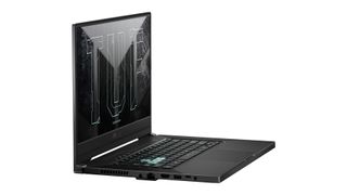 Best gaming laptop Asus TUF Dash F15 from the side, where you can see the gaming laptop's left-side ports.