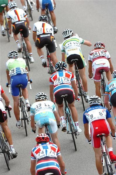 The peloton rides in Mendrisio.