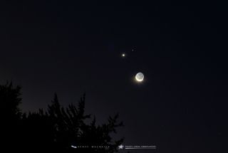 The Moon, Venus and Mars Seen in Rhode Island