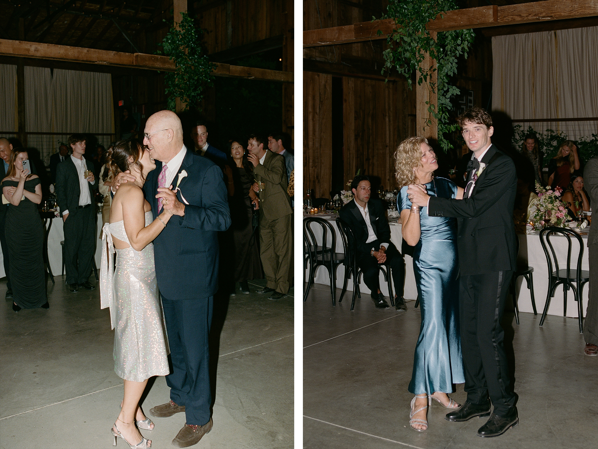 Side by side images of the dad-daughter, mother-son dance.