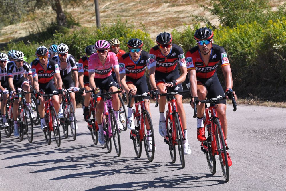 BMC riders protect race leader Rohan Dennis during stage 4 at the Giro d'Italia