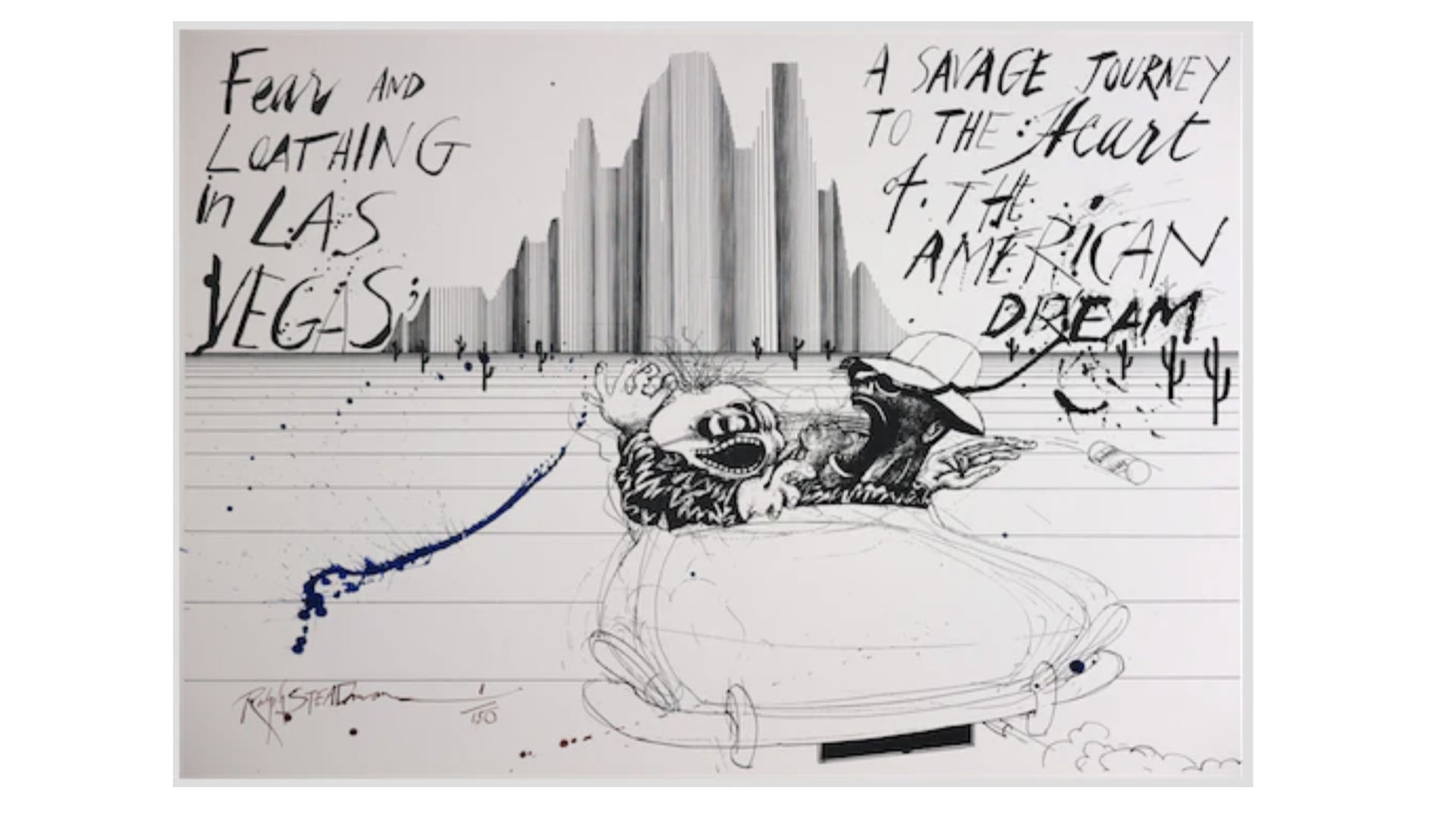 A print of Ralph Steadman&#039;s Savage Journey illustration.