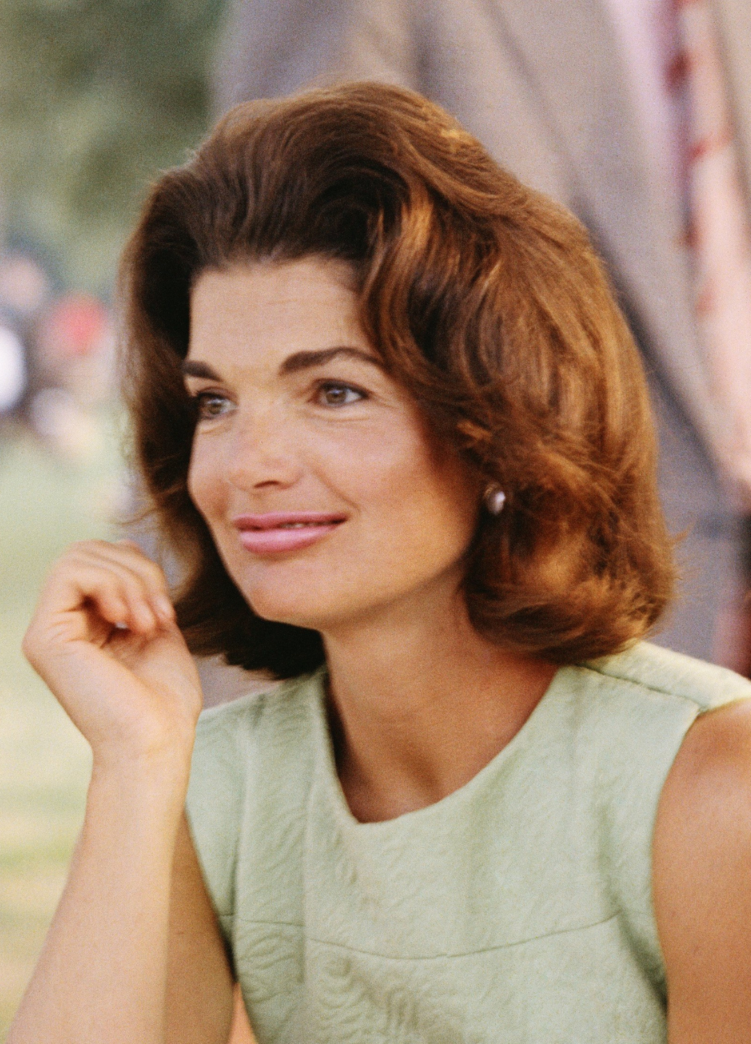Former First Lady Jacqueline Kennedy enjoys herself at a picnic circa the 1960s