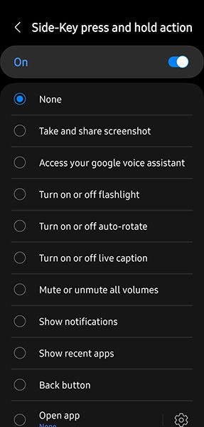 Setting the side key function in the RegiStar module in Samsung's Good Lock app