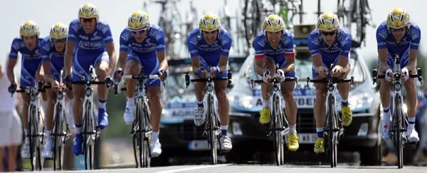 Agritubel comes the finish line in stage four of the Tour de France.