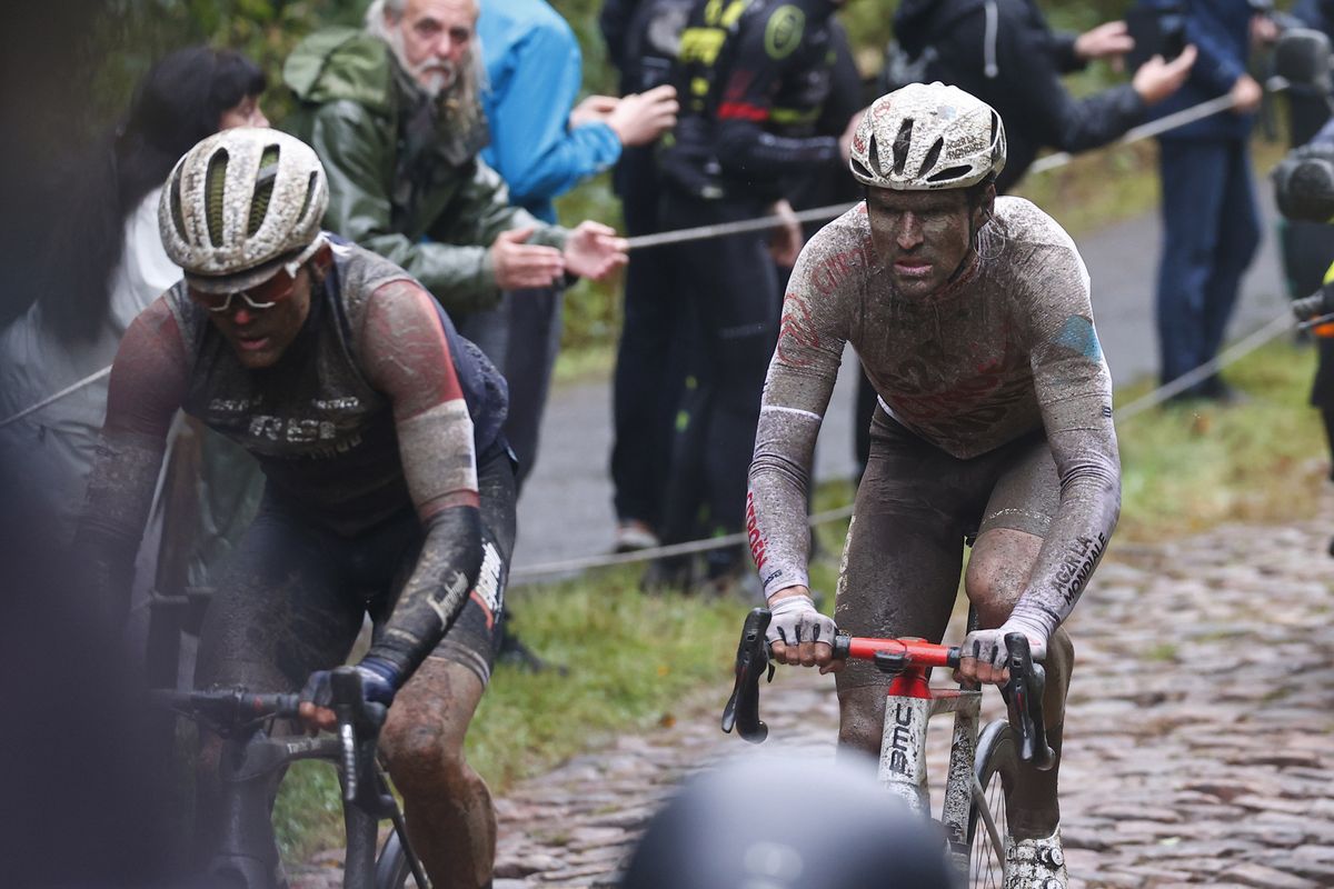Paris Roubaix 2021 118th Edition Denain Roubaix 2577 km 03102021 Troue dArenberg Greg Van Avermaet BEL AG2R Citroen Team photo Luca BettiniBettiniPhoto2021