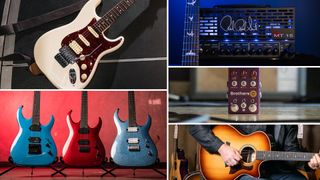 Fender Player II Modified Stratocaster, PRS MT 15, Jackson Misha Mansoor signature, Chase Bliss Brothers AM and Taylor Sunset Blvd acoustic