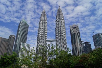 A view of Petronas Twin towers in Kuala Lumpur City. Kuala Lumpur, Malaysia, on 23 March 2016