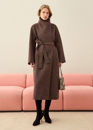 Taupe Morgan Funnel Neck Coat