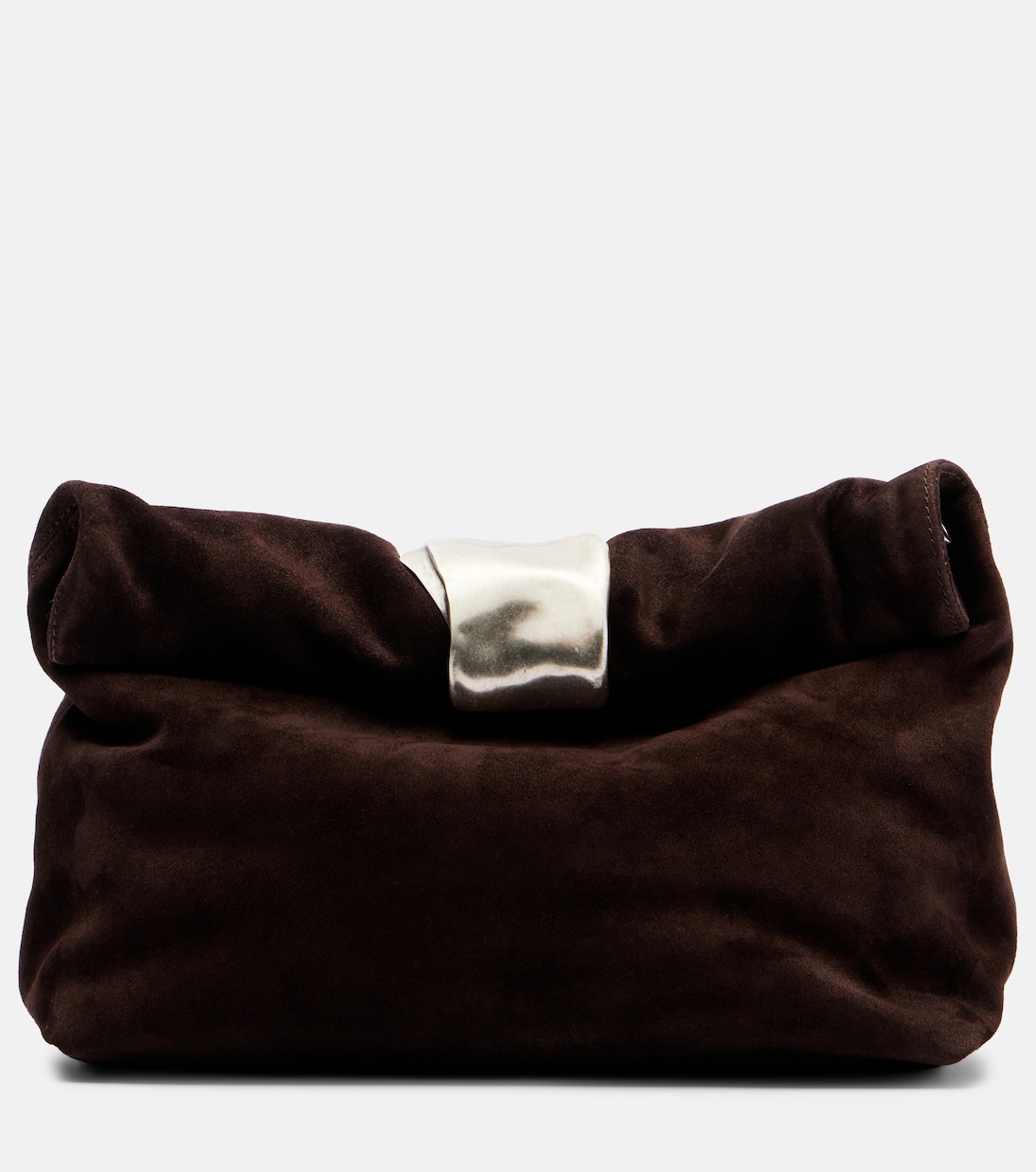 Cuff Suede Clutch in Brown - Staud
