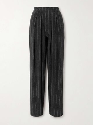 Pinstriped Stretch-Jersey Straight-Leg Pants