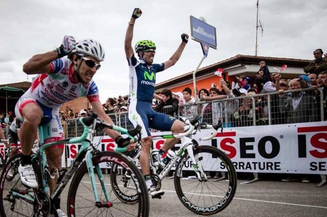 Francisco Ventoso relishes victory as Fabio Felline slams his bars in anger at missing out on a great opportunity in Frosinone