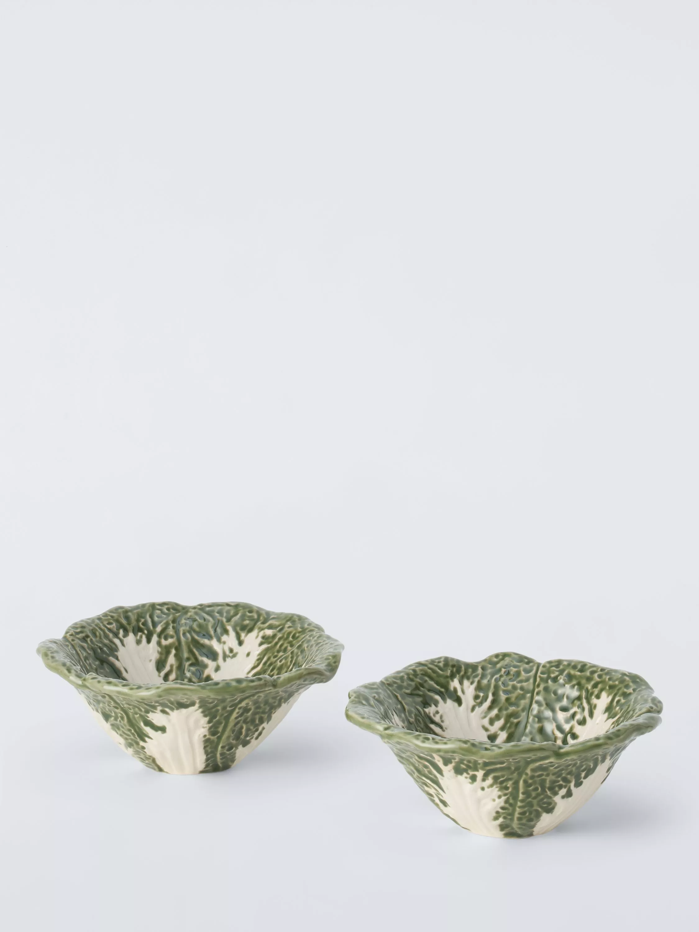 John Lewis X Deliciously Ella Cabbage Hand Painted Stoneware Mini Dip Dish, Set of 2, 11cm, Green