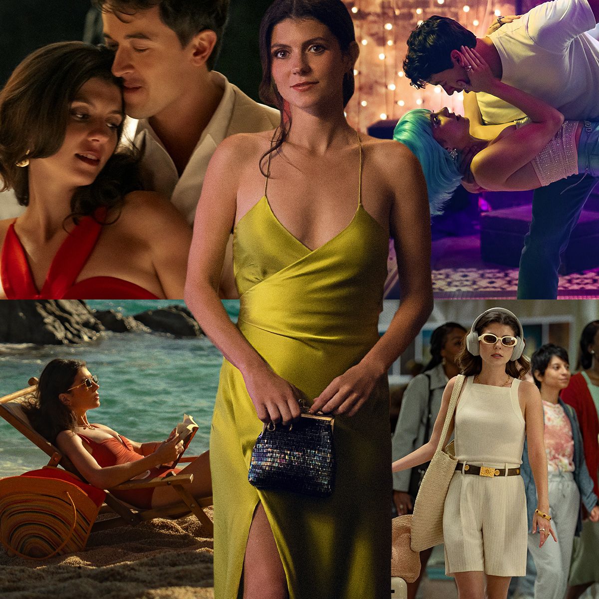 collage of film stills from the Netflix movie People We Meet on Vacation 