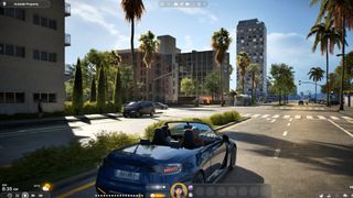 A screenshot of a Zoi driving a car in the new game, inZOI.