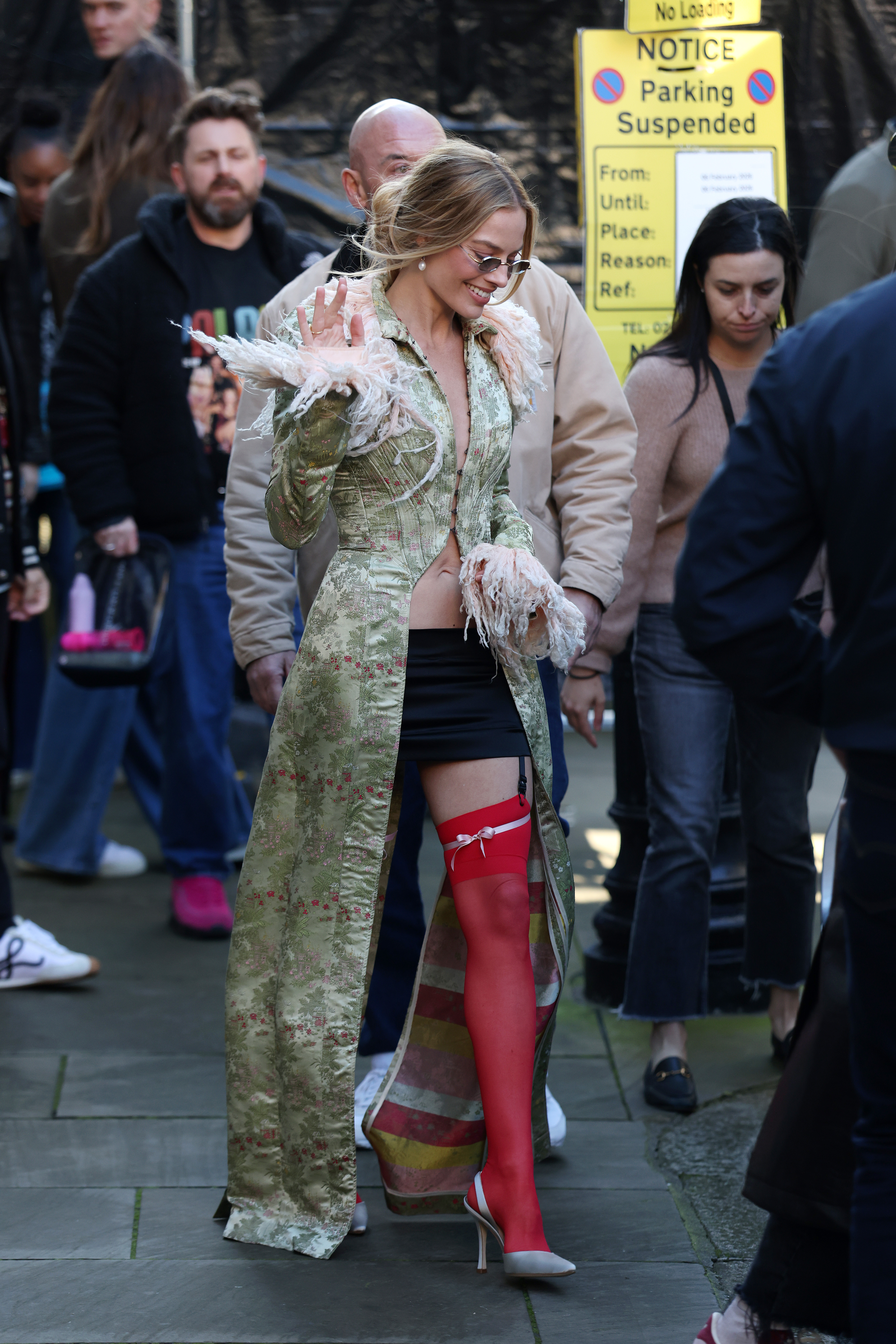 LONDON, ENGLAND - FEBRUARY 04: Margot Robbie seen out promoting new movie 'Wuthering Heights' on February 04, 2026 in London, England.