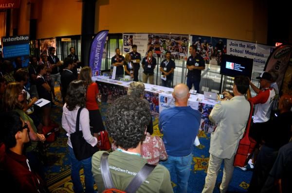 National development director Ben Capron explains the Indie Clubs program to journalists at Interbike, 2011